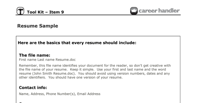 Item 9 - Resume Sample